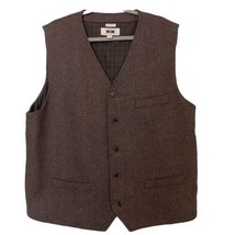 Joseph Abboud Men&#39;s 2XL Wool Blend Brown Button Down Plaid Lined Suit Vest  - £21.91 GBP