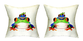 Pair of Betsy Drake Stacked Frogs No Cord Pillows 18 Inch X 18 Inch - £61.85 GBP