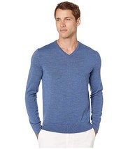 New Calvin Klein Man Blue Merino Wool V Neck Sweater Size Xl - £50.60 GBP