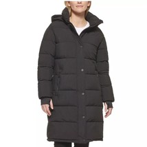 DKNY Women&#39;s Long Puffer Quilted Zip Coat Hooded Parka Winter Black L - $108.42 CAD