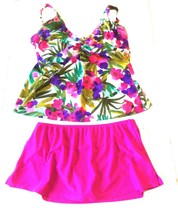 Sunsets/Catalina Honolulu Tankini Top &amp; Fuchsia Swim Skirt 38D/S EUC - £42.41 GBP