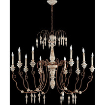 NEW Horchow French Restoration 12 Light Gray Wash &amp; Rust Chandelier XL 38&quot;H - £956.21 GBP