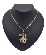 18k Layered real gold filled necklace with anchor pendant 24 inches - $20.51 CAD