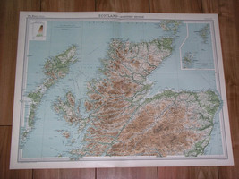 1922 Antique Map Of Northern Scotland Highlands Hebrides Orkney Shetland Islands - £27.88 GBP