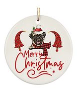 hdhshop24 Merry Christmas Pug Dog Circle Ornament Gift Pine Tree Decor, ... - £15.51 GBP