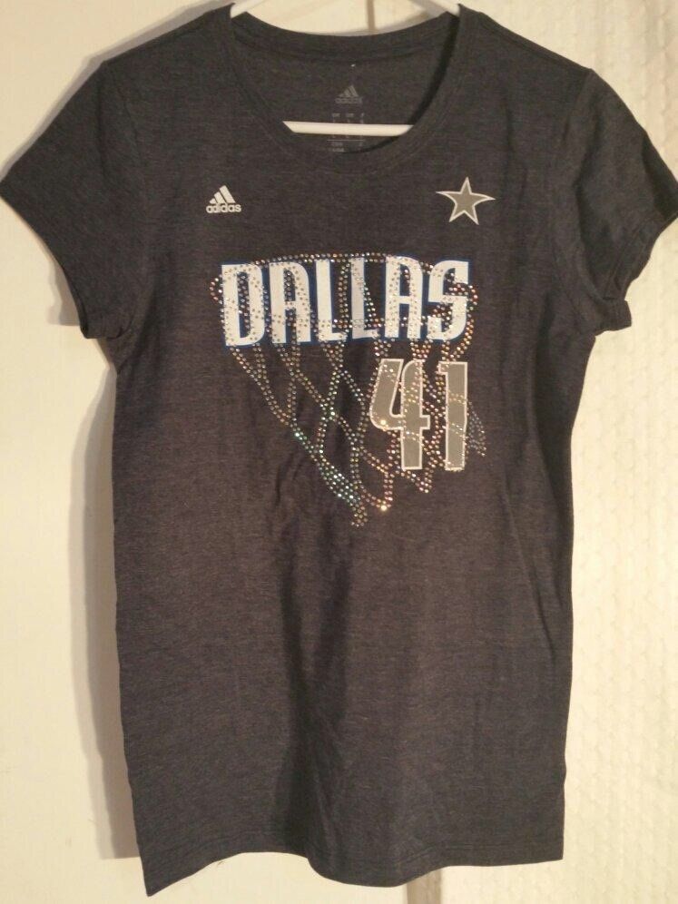 Adidas Women's NBA Tee Dallas Mavericks Dirk Nowitzki Navy sz L - £4.67 GBP