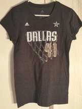 Adidas Women&#39;s NBA Tee Dallas Mavericks Dirk Nowitzki Navy sz L - $6.92