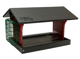 Post Mount Seed &amp; Suet Bird Feeder 4 Season Covered Combo With Screen Floor Usa - £94.04 GBP+