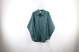 Vintage 50s Streetwear Mens 2XL Distressed Work Mechanic Button Shirt Green USA - £50.58 GBP