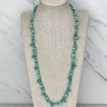 Faux Turquoise and Silver Tone Heart Beaded Slip Over Necklace - £5.44 GBP