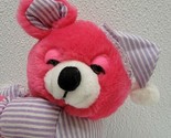Vintage Nanco Purple Pajama Pink Bear Plush Pillow Sleepy Eyes Stuffed A... - $8.90