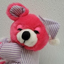 Vintage Nanco Purple Pajama Pink Bear Plush Pillow Sleepy Eyes Stuffed Animal  - £7.11 GBP