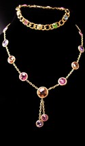 Designer Gold sterling Swarovski tassel necklace &amp; bracelet - 18&quot; open b... - $145.00