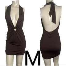 Brown Halter O-Ring Detail Mini Dress~Size M - £22.81 GBP