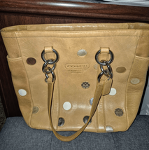 Rare Limited Coach Polka Dot Bucket Bag. Beige w Silver Hardware. - $287.10