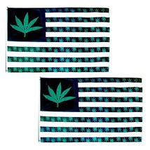 2 Pack 3x5 ft Polyester Vivid Color Outdoor USA Marijuana Green Weed Leaf Flag - £20.77 GBP