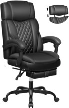 High-End Leather Office Chair, Large And Tall Office Chair With Footrest, - £203.03 GBP