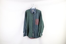 Vintage 90s Streetwear Mens Medium Faded Rainbow Color Block Button Shirt Plaid - £31.60 GBP