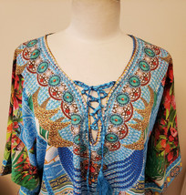 Gypsie Blu Tasseled Tie-front Multicolor Kaftan/Cover-Up One Size Fits All - £39.48 GBP