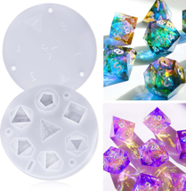 BABORUI Dice Molds for Resin, 7 Shapes DND Dice Resin Mold Silicone, Integrated  - £10.27 GBP
