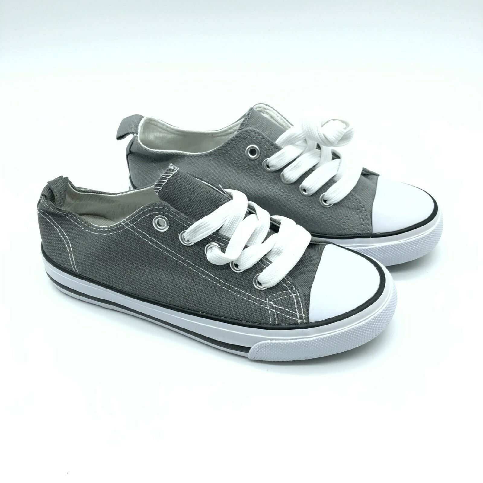 Zoogs Boys Girls Sneakers Canvas Low Top Lace Up Gray Size 3 - £11.58 GBP
