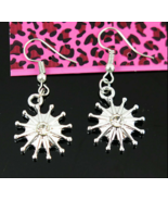 Betsey Johnson Silver Alloy Sunburst Star Crystal Wire Dangle Earrings - $7.99