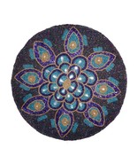 Handcraft peacock feather Beaded Round Table placemat 14&quot; Centerpiece ta... - $33.16