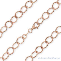 6.4mm Cable Link 925 Sterling Silver 14k Rose Gold-Plated Italian Chain Necklace - £48.31 GBP+