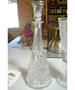 Vintage 16&quot; Tall Bohemian Pineapple Waffle Starburst Cut Crystal Decanter  - £98.05 GBP