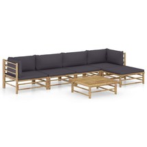 vidaXL Bamboo Garden Lounge Set for 6 People Dark Grey - $1,057.22 CAD