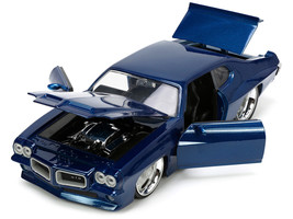 1971 Pontiac GTO Dark Blue Metallic &quot;Bigtime Muscle&quot; Series 1/24 Diecast Model C - £32.76 GBP