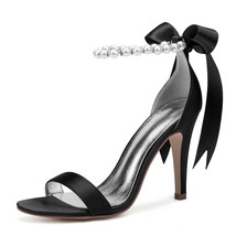 High Heels Satin Wedding Bridal Sandals Shoes Women Open Toe s Prom Evening Form - £64.05 GBP