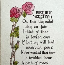 Birthday Greeting Postcard 1911 Art Specialty Co Pink Roses Watercolor P... - £16.01 GBP