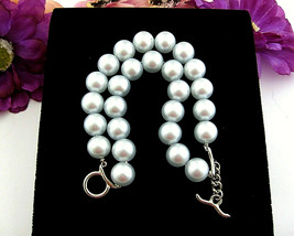 Double Strand POWDER BLUE BEADS BRACELET Vintage 2 Large Plastic Beads 8... - $12.99