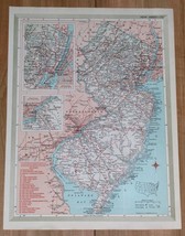 1950 Original Vintage Map Of New Jersey Newark / New Mexico Albuquerque - £15.05 GBP