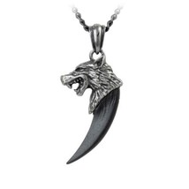 Alchemy Gothic P788  Wolf Macht Pendant Necklace Black Fang - £25.95 GBP