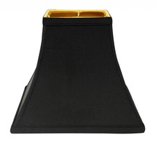 8&quot; Black with Gold Lining Square Bell Shantung Lampshade - £63.44 GBP