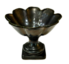 Camark AR Pedestal Bowl Planter Art Pottery Monochrome Scalloped 9 Inch Vintage - £18.66 GBP