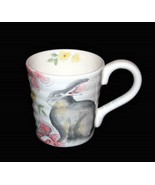 Colorful Maxcera Spring Floral Grey Bunny Large Chunky Mug Flowers Inside NEW - £12.84 GBP