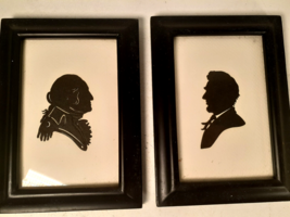 Vintage Scissor Cut Silhouettes of Washington and Lincoln, Matching Frames - £28.40 GBP