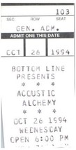 Vintage Acoustic Alchemy Ticket Stub October 26 1994 The Bottom Line New... - £19.32 GBP