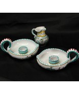 Italy Ceramic Candle Holders CA 18/13 B plus Hand Painted Pitcher - $21.98 CAD