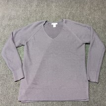 Athleta Sweater Women Small Petite SP Purple Ribbed Knit V Neck Cozy - £21.84 GBP