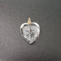 Vintage Pendant - Clear Heart with Engraved Star - No Chain Included - £11.21 GBP
