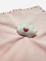 Baby Essentials Pink Crown Heart Lovey Rattle Security Blanket Satin - $6.92