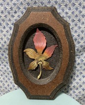 Vintage MCM 3D Copper Art - Torch Cut Autumn Leaf on Pressed Wood &amp; Cork, 8&quot;x6&quot; - £19.29 GBP