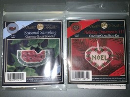 Mill Hill Counted Glass Bead Kit Noel Heart Ornament H31 and Watermelon Pin - £11.69 GBP