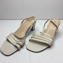 Lifestride Womens White Slingback Strap Block Heel Sandal 00430-5 Formal... - $24.99