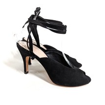 Loeffler Randall Mila Black Suede Wrap Heels Sandals Peep Toe Size 9 Pre... - $175.50