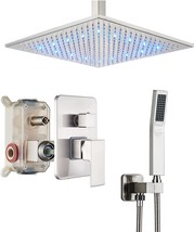 Shower System 12 Inch Led Sq.Are Showerhead Shower Faucet Set Shower Kit With - £160.34 GBP